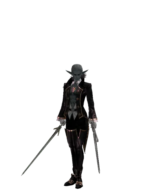Elven Sword*Sword of Revolution on a male Dark Elf, front view