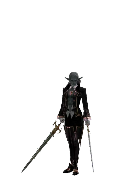Icarus Dual Sword on a male Dark Elf, front view