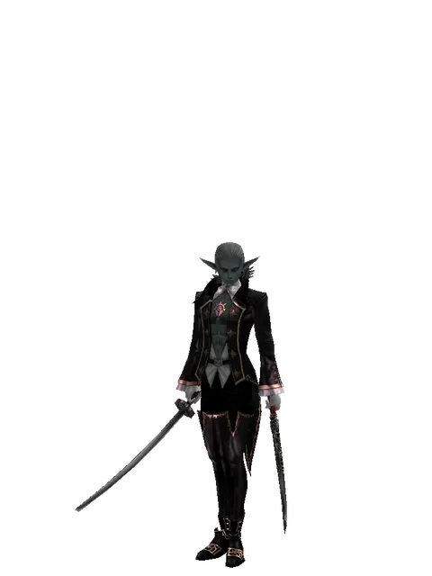 Katana*Samurai Long Sword on a male Dark Elf, front view