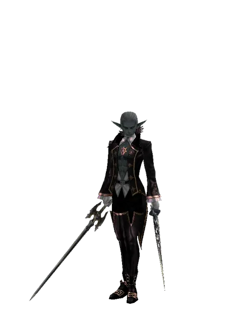 Keshanberk*Damascus on a male Dark Elf, front view