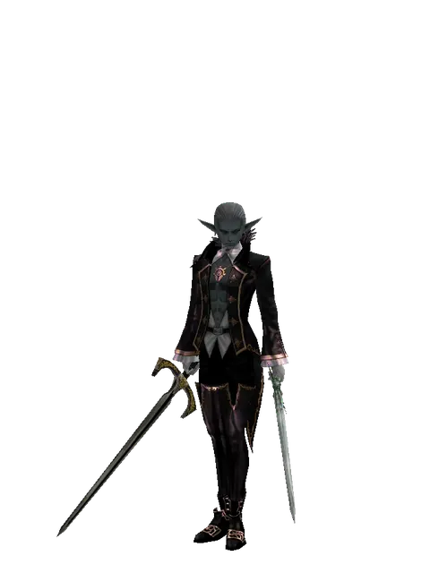 Knight's Sword*Elven Long Sword on a male Dark Elf, front view