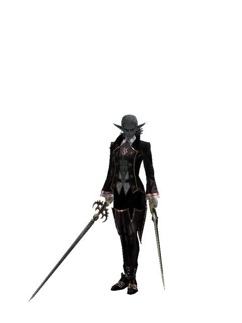 Raid Sword*Sword of Delusion on a male Dark Elf, front view