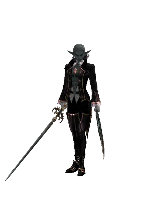 Raid Sword*Sword of Limit on a male Dark Elf, front view
