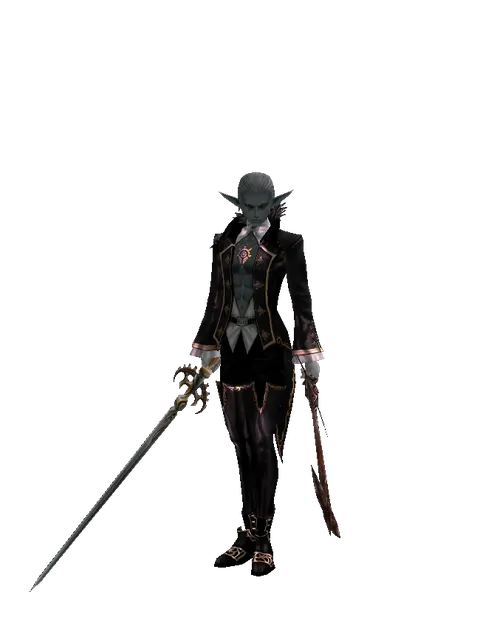 Raid Sword*Sword of Nightmare on a male Dark Elf, front view