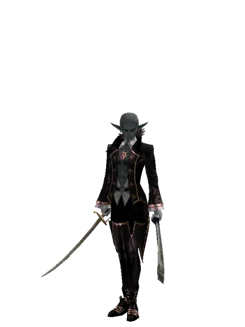 Saber*Crimson Sword on a male Dark Elf, front view