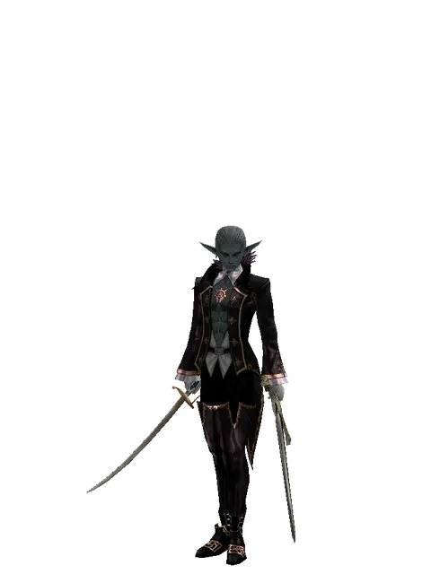 Saber*Knight's Sword on a male Dark Elf, front view