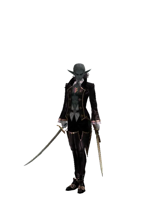 Saber*Spinebone Sword on a male Dark Elf, front view