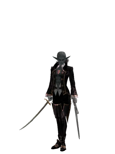 Saber*Sword of Revolution on a male Dark Elf, front view