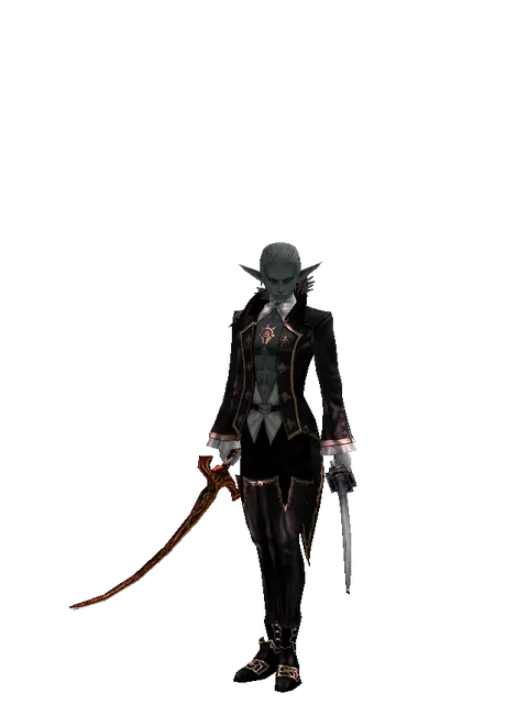Shamshir*Katana on a male Dark Elf, front view