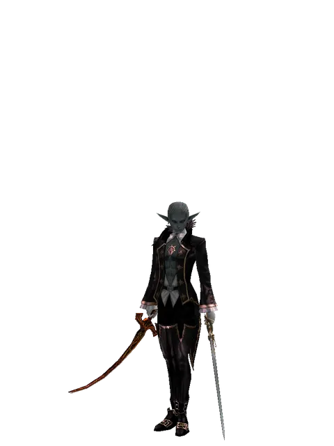 Shamshir*Raid Sword on a male Dark Elf, front view