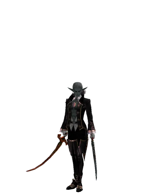 Shamshir*Samurai Long Sword on a male Dark Elf, front view