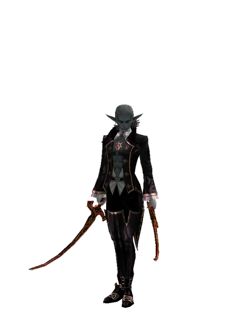 Shamshir*Shamshir on a male Dark Elf, front view
