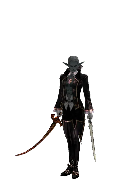 Shamshir*Spirit Sword on a male Dark Elf, front view