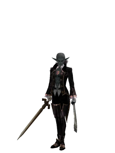 Spinebone Sword*Crimson Sword on a male Dark Elf, front view