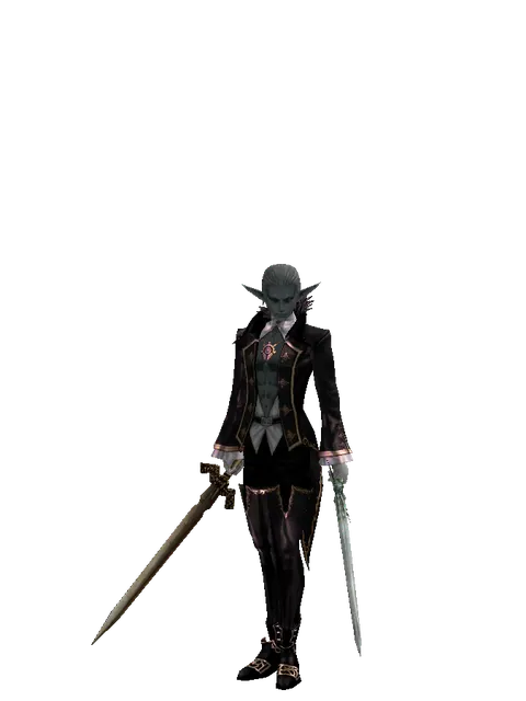 Spinebone Sword*Elven Long Sword on a male Dark Elf, front view