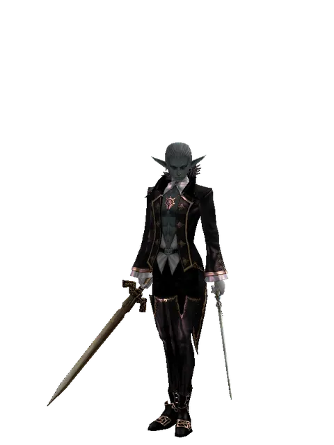 Spinebone Sword*Elven Sword on a male Dark Elf, front view