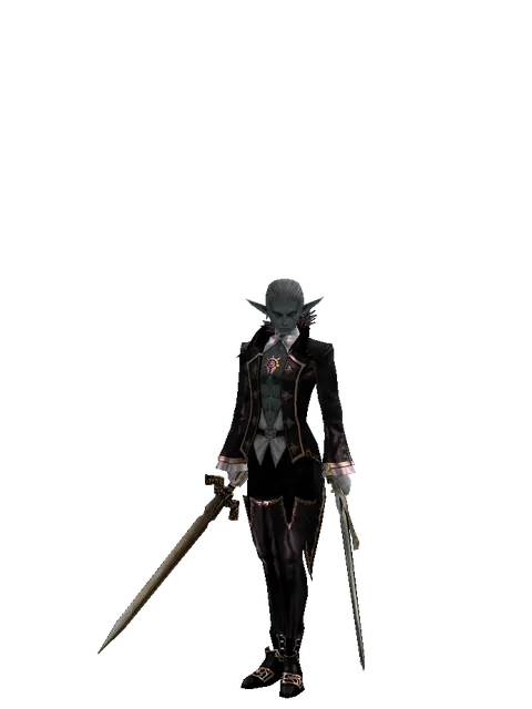 Spinebone Sword*Knight's Sword on a male Dark Elf, front view