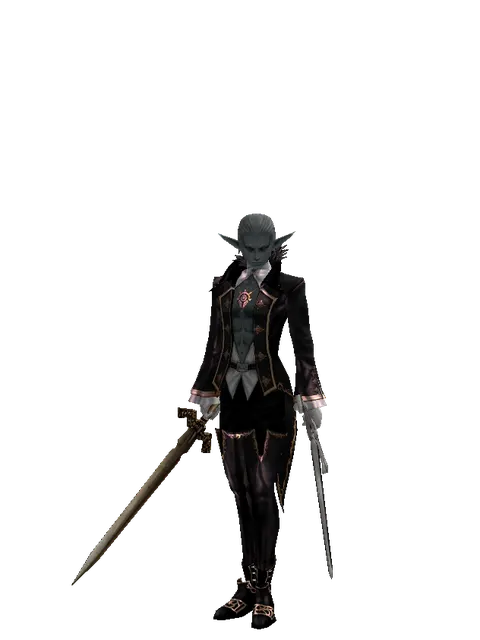 Spinebone Sword*Sword of Revolution on a male Dark Elf, front view