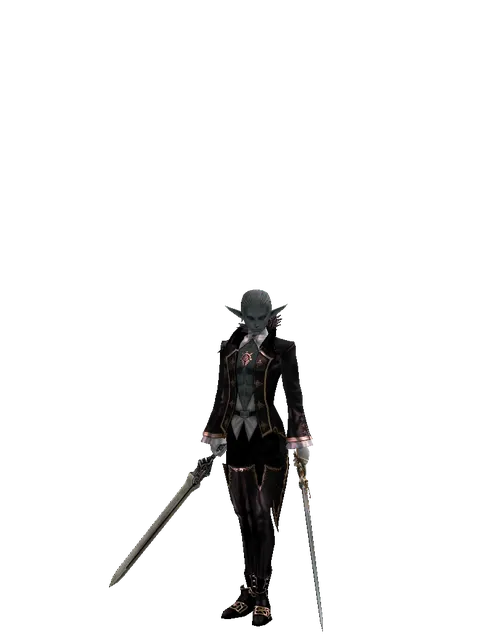Spirit Sword*Raid Sword on a male Dark Elf, front view