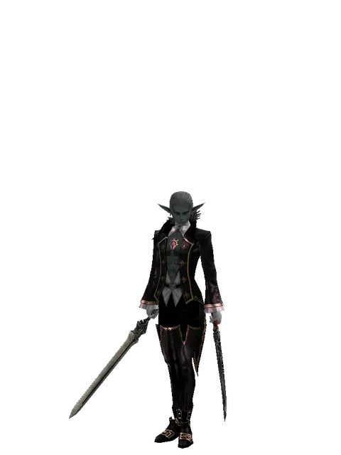 Spirit Sword*Samurai Long Sword on a male Dark Elf, front view