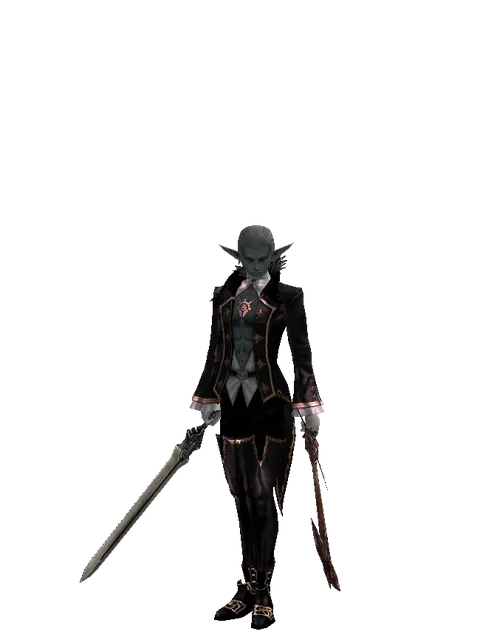 Spirit Sword*Sword of Nightmare on a male Dark Elf, front view