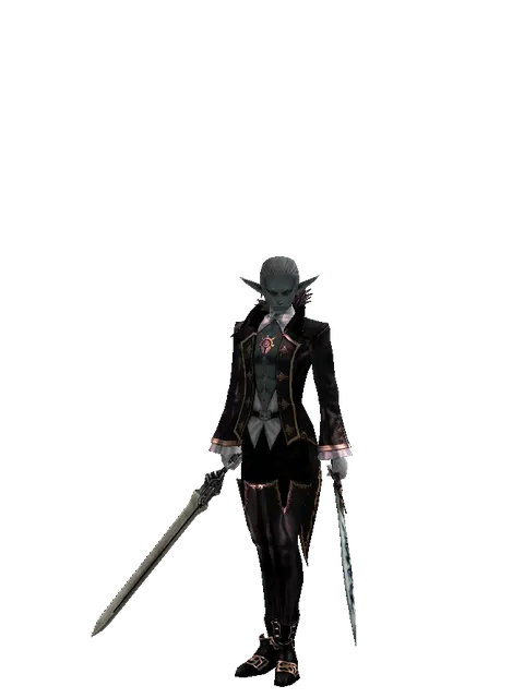 Spirit Sword*Tsurugi on a male Dark Elf, front view