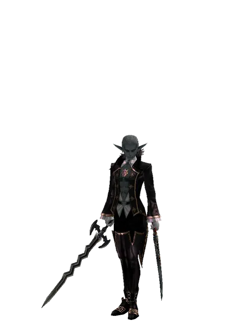 Stormbringer*Samurai Long sword on a male Dark Elf, front view