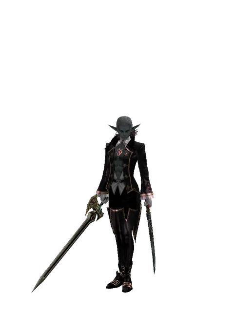 Sword of Delusion*Samurai Long Sword on a male Dark Elf, front view