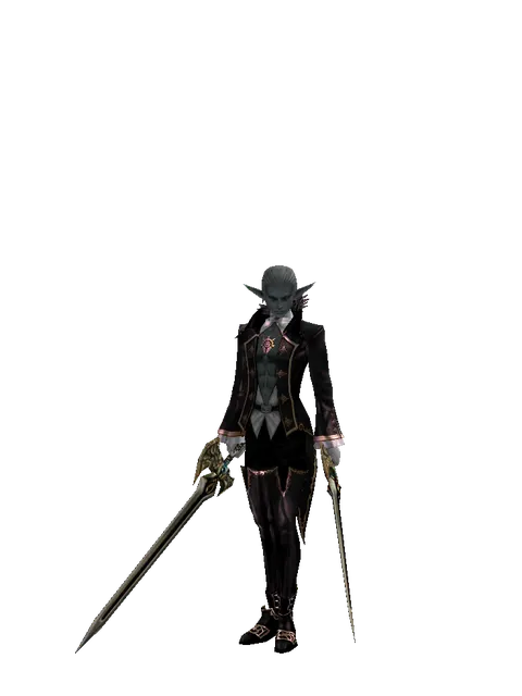 Sword of Delusion*Sword of Delusion on a male Dark Elf, front view