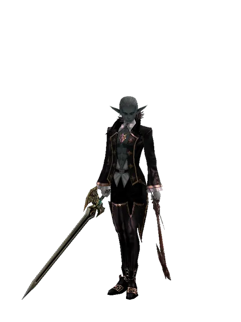 Sword of Delusion*Sword of Nightmare on a male Dark Elf, front view