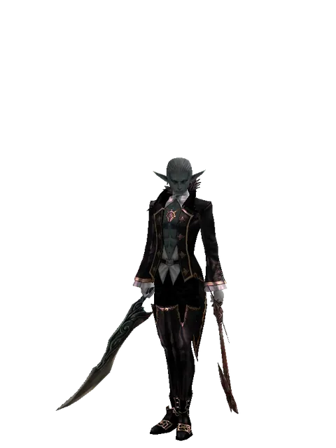 Sword of Limit*Sword of Nightmare on a male Dark Elf, front view