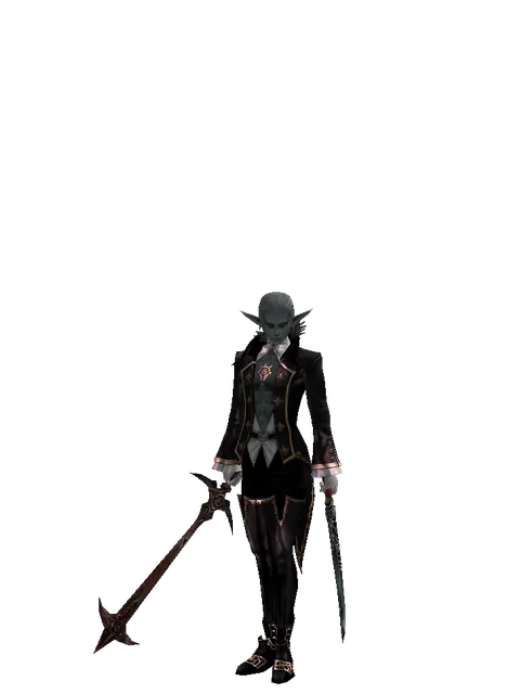 Sword of Nightmare*Samurai Long Sword on a male Dark Elf, front view