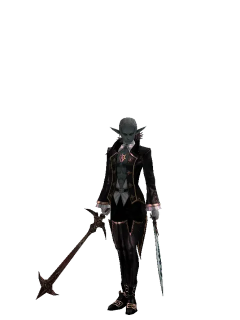 Sword of Nightmare*Tsurugi on a male Dark Elf, front view