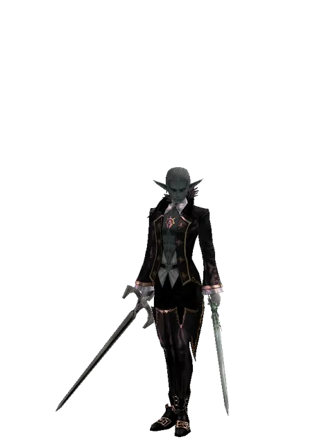 Sword of Revolution*Elven Long Sword on a male Dark Elf, front view
