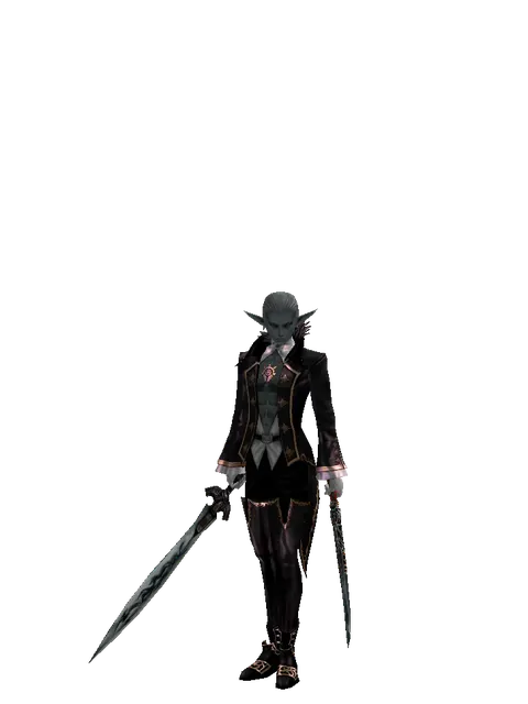 Tsurugi*Samurai Long Sword on a male Dark Elf, front view