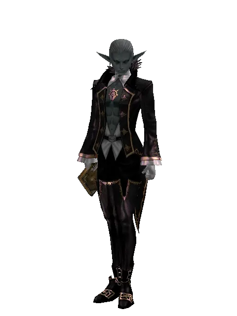 Claws of Black Dragon on a male Dark Elf, front view