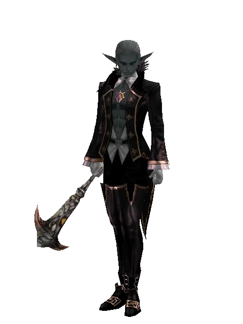 Demon Fangs on a male Dark Elf, front view