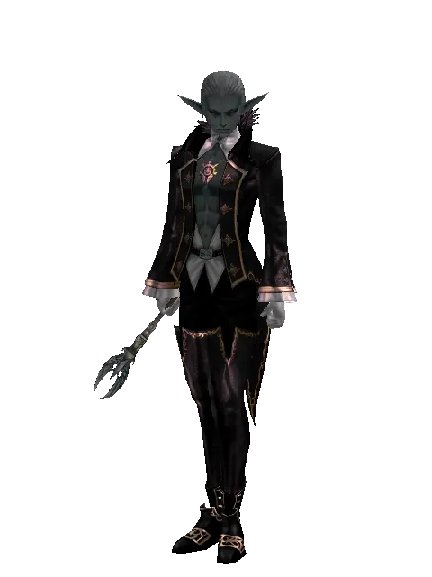 Divine Tome on a male Dark Elf, front view