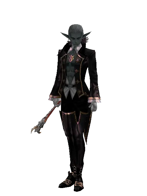 Tome of Blood on a male Dark Elf, front view