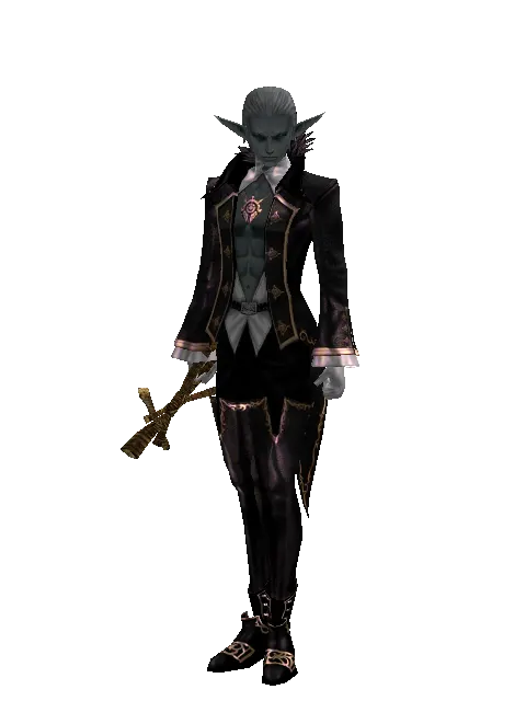 Voodoo Doll on a male Dark Elf, front view
