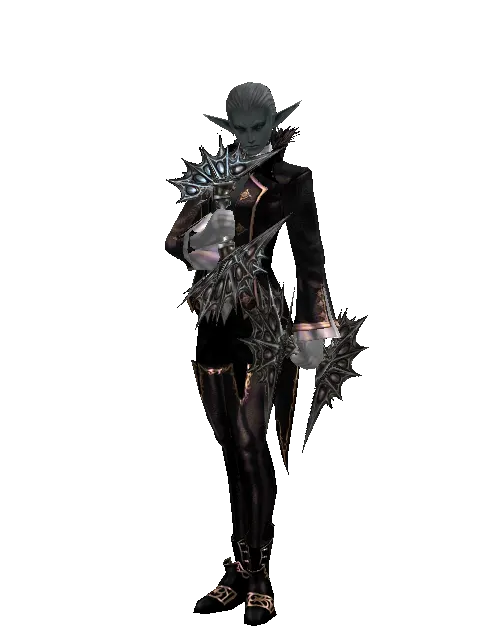 Dragon Grinder on a male Dark Elf, front view