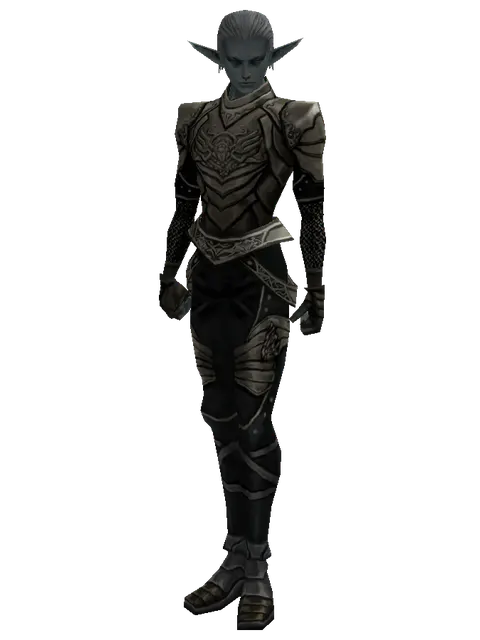 Compound Scale (heavy armor) on a male Dark Elf, front view