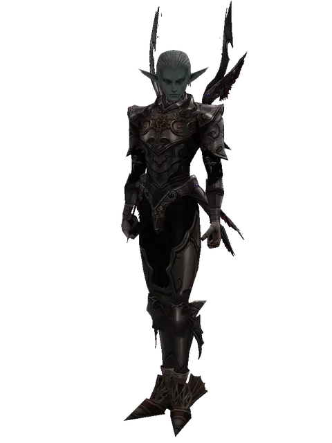 Doom Plate Set on a male Dark Elf, front view