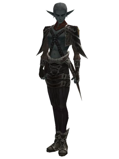 Dwarven Chain (heavy armor) on a male Dark Elf, front view