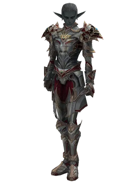 Dynasty Platinum [Shield Master] (heavy armor) on a male Dark Elf, front view