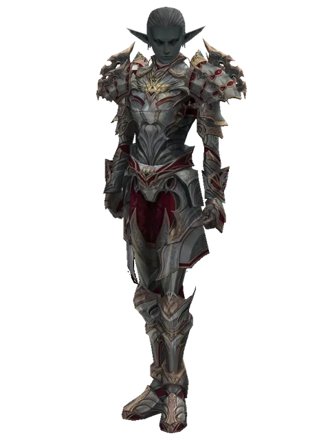 Dynasty Platinum [Weapon Master] (heavy armor) on a male Dark Elf, front view