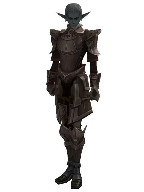 Half Plate (heavy armor) on a male Dark Elf, front view