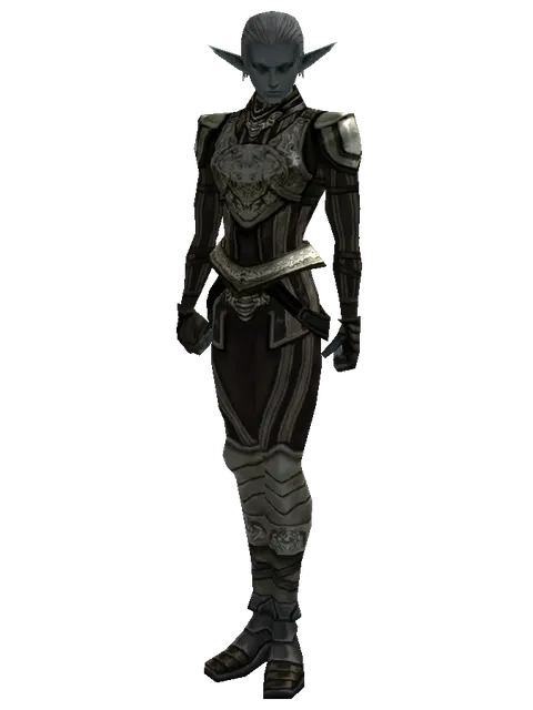 Mithril Set - Heavy on a male Dark Elf, front view