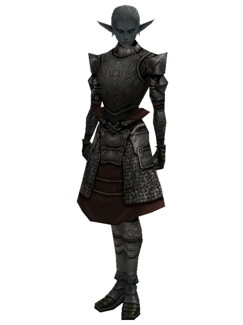 Scale (heavy armor) on a male Dark Elf, front view
