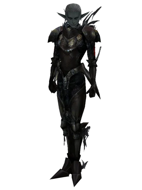 Tallum Plate Set on a male Dark Elf, front view